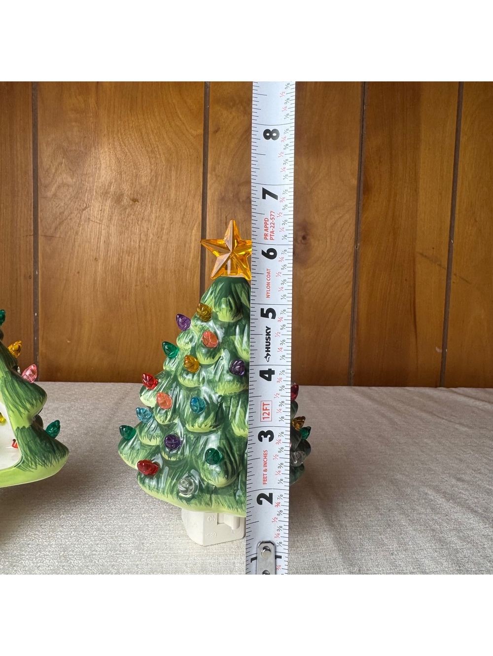 Vintage Ceramic Christmas Tree Night Lights Set of 2 Plug In Holiday Decor - Picture 6 of 7
